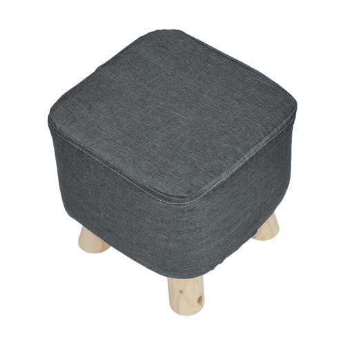 Charcoal Fabric Ottoman Foot Stool Rest Pouffe Wood Padded Seat Squircle