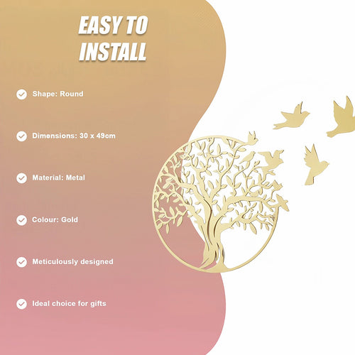 Metal Tree of Life Wall Art 7 Flying Birds Wall Sculpture