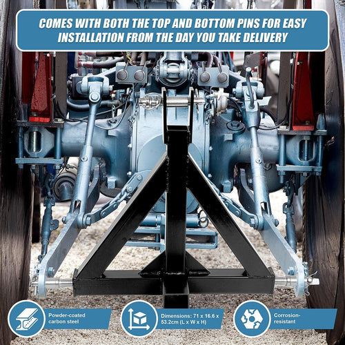 Heavy Duty Steel 3 Point 2" Trailer Hitch Receiver Tow Drawbar For Cat 1 Tractor