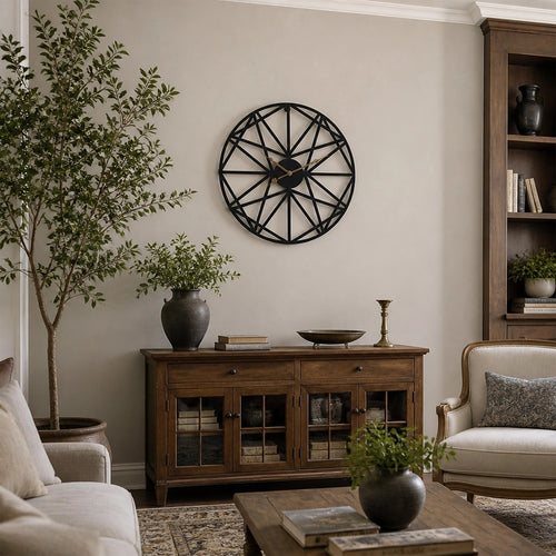 Large Metal Outdoor Wall Clock – Weather-Resistant Design for Garden or Home Décor