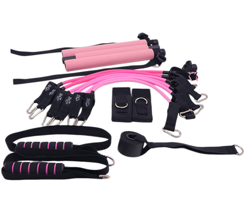 14-Piece Pilates Bar Kit with Resistance Bands & Belt – Versatile Home Fitness Pedal Puller for Full-Body Workouts