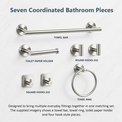 7 Piece Bathroom Accessories Set SUS 304 Stainless Steel Hardware