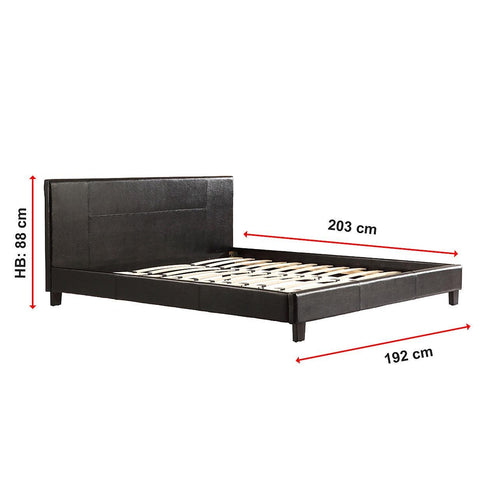 King Bed Frame Black PU Leather