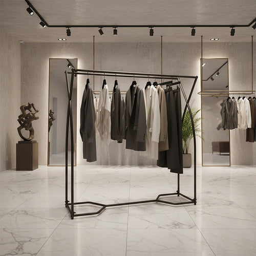 Commercial Clothing Garment Rack – Retail Shop Display Stand in Black