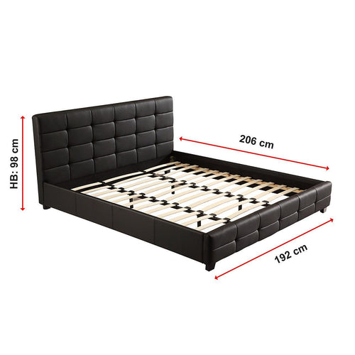 King Black PU Leather Deluxe Bed Frame
