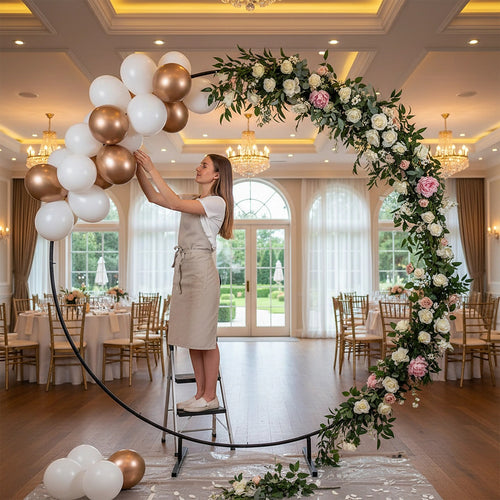 2M Wedding Hoop Round Arch Backdrop – Black Display Stand for Events & Decor