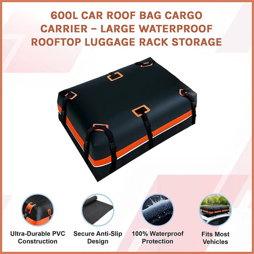 600L Car Roof Bag Cargo Carrier – Waterproof Rooftop Luggage Storage for Travel