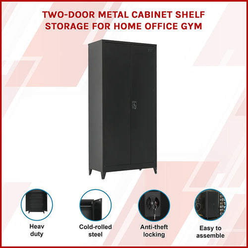 Double-Door Metal Cabinet with 4 Shelves – Office, Garage, or Home Storage in Black with Legs