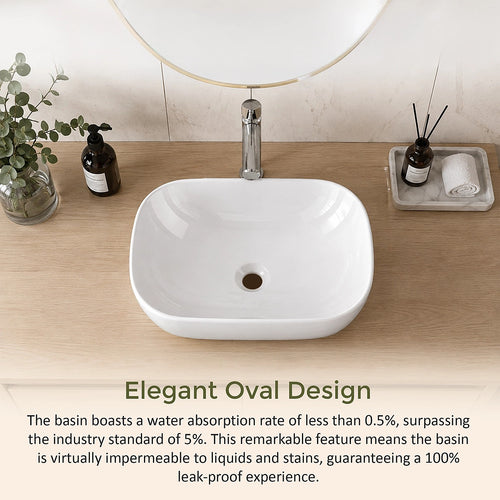 Ceramic Bathroom Basin – Vanity Sink Above Counter Top Mount Bowl for Modern Bathrooms