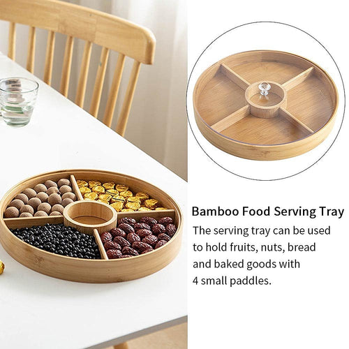 Round Bamboo Snack Serving Tray – Eco-Friendly Platter for Fruit, Cheese & Appetisers