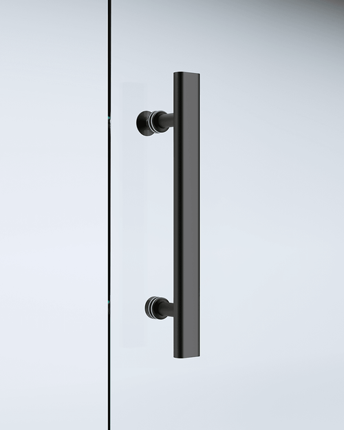 Adjustable 900x1100mm Sliding Door Glass Shower Screen with Shower Handle Style 2 - Black