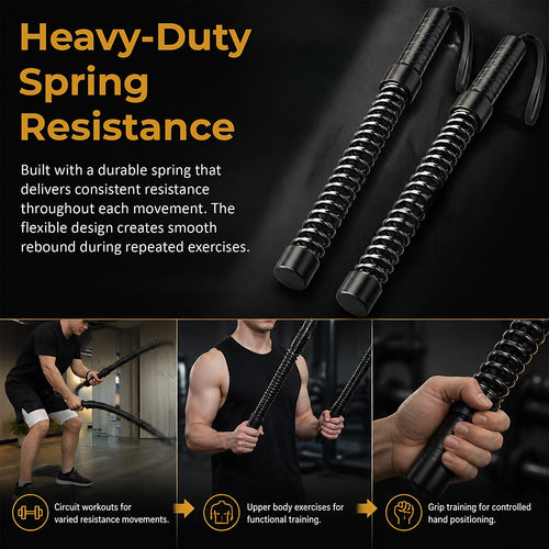 Battle Rope Trainer Spring Exercise Bar Cordless Resistance Workout Tool