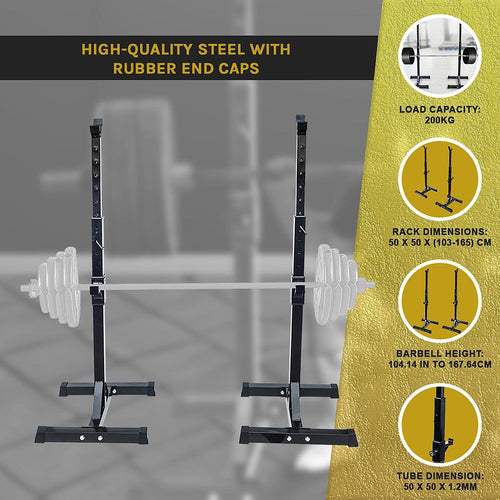 Adjustable Squat Rack Barbell Bench Press Stands Pair