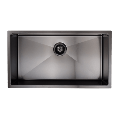 810x450mm Stainless Steel Handmade 1.5mm Sink with Waste in Black with sand finish Finish