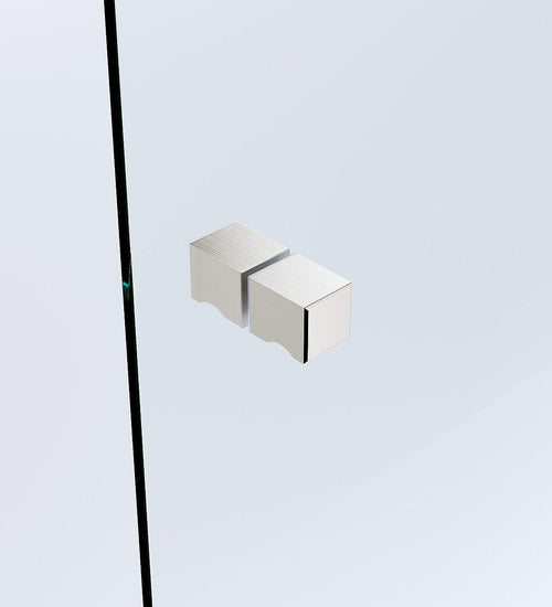 120x110cm Corner Frameless Shower Screen with Nickel Brackets and SS Hinges, Square Knob Handle