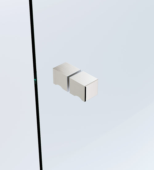 100x110cm Double Door Corner Shower Screen – Nickel F-Brackets, SS Hinges & Square Knob Handle