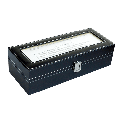 6 Slot Men’s Watch Display Case Box Black PU Leather
