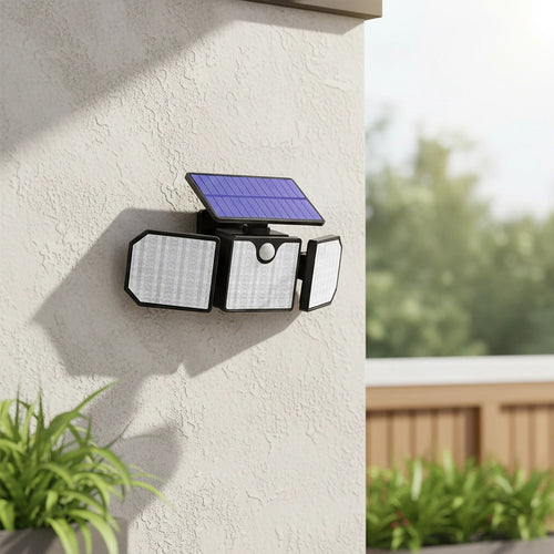 Solar Motion Sensor LED Security Light – Outdoor Waterproof Floodlight, 3 Adjustable Heads, IP65