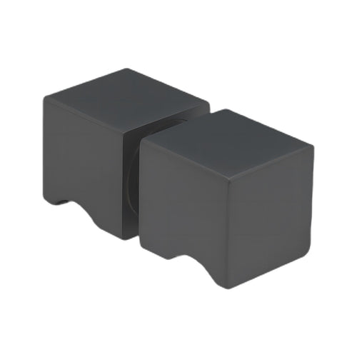 100x100cm Corner Frameless Shower Screen with Black Wall U-Brackets and Brass Hinges, Square Knob Handle