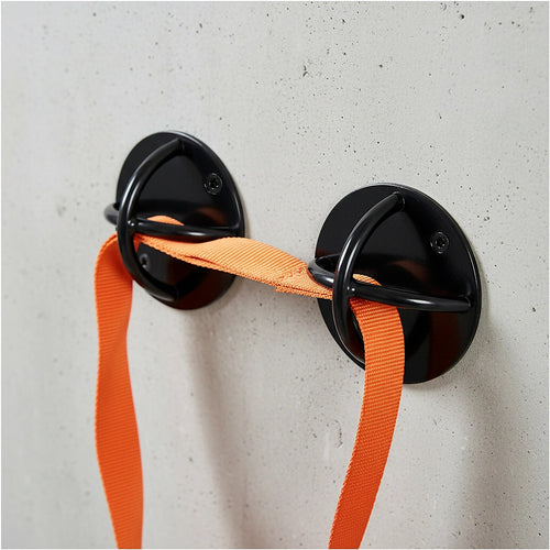 Pair of Black Wall Anchor Mounts for Battle Ropes, Suspension Training & Gym Use