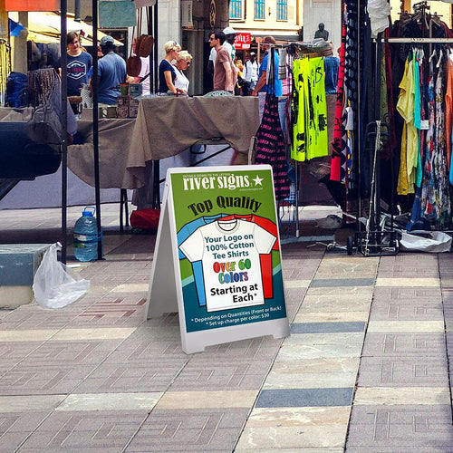 Double Side Sidewalk A-frame Sign Sandwich Board holds Graphic Plastic Panels