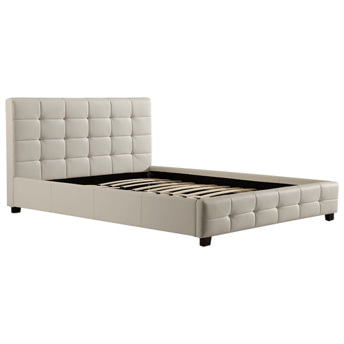Double White PU Leather Deluxe Bed Frame