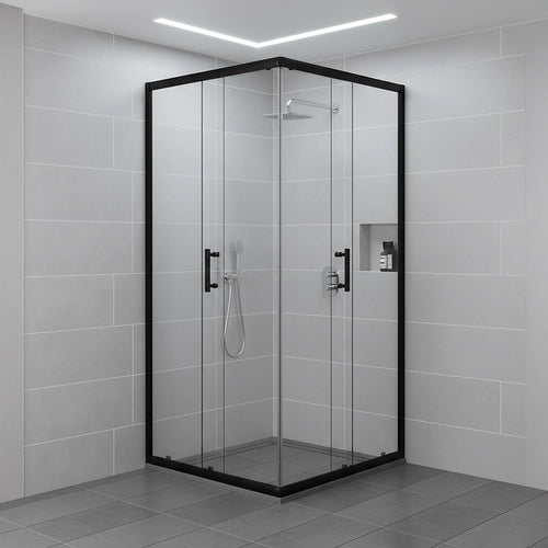 900 x 900mm Sliding Door Nano Safety Glass Shower Screen – Black Easy-Clean Design for Australian Bathrooms