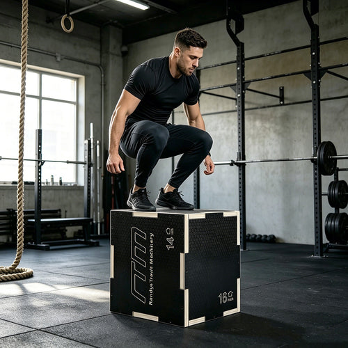 3 in 1 Wooden Plyometric Jump Box 16 14 12 Inch Anti-Slip Plyo Box for Home Gym, CrossFit & Fitness Training