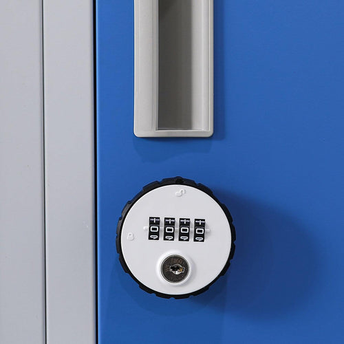 Grey with Blue Door 12-Door Locker for Office Gym Shed School Home Storage - 4-Digit Combination Lock