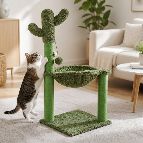 Cactus Cat Tree with Hammock and Sisal Scratching Posts