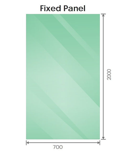 70x200cm Glass Shower Screen with Gunmetal F-brackets & Round Pole