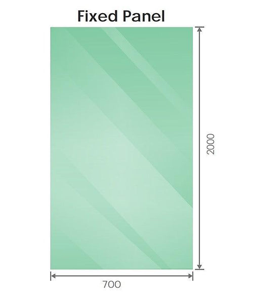 90x70cm Corner Frameless Shower Screen with Nickel Channel and Brass Hinges, Square Knob Handle