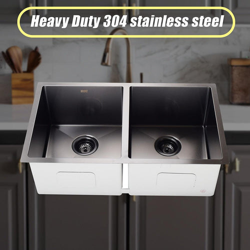 775x450mm Stainless Steel Handmade 1.5mm Sink with Waste in Black with sand finish Finish