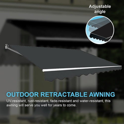 Automatic Retractable Awning 3x2.5m - Grey Outdoor Wall Sunshade