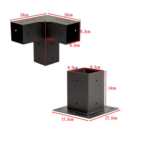 Roof Pergola Gazebo Shed Matte Black Steel Single with Top Rafters Brackets DIY Kits