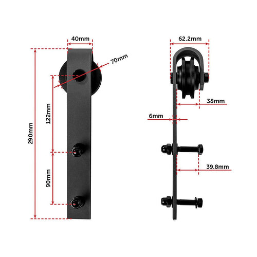 Black Sliding Barn Door Hardware 1.8M 