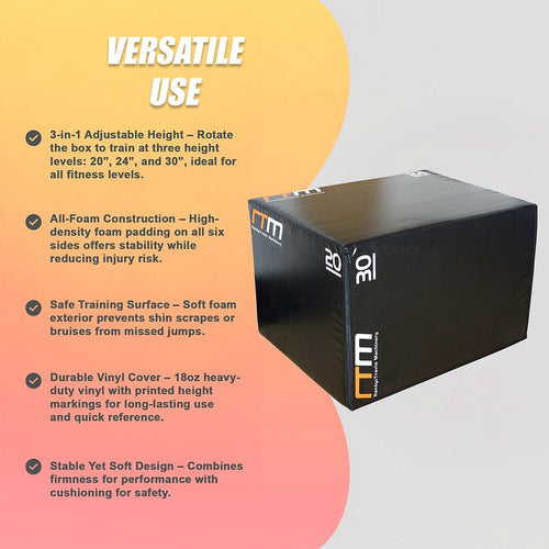 3-in-1 Foam Plyometric Jump Box – Fitness Training Plyo Games Box for Cardio & Strength