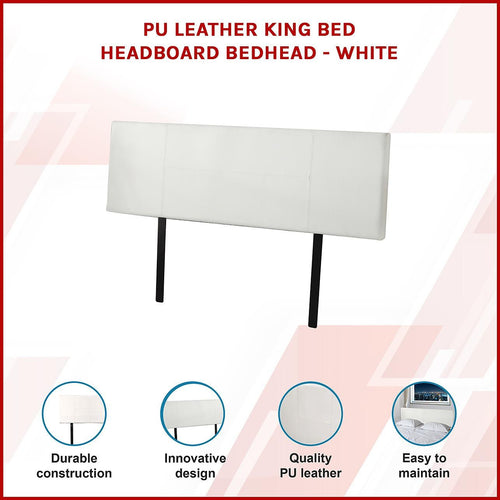King White PU Leather Bed Headboard Bedhead