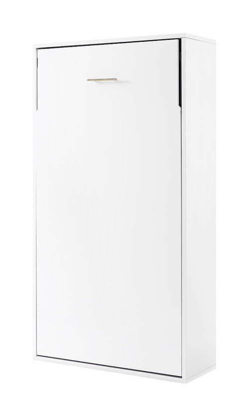 Single Wall Bed in White – Space Saving Murphy Bed Kit with Gold Door Handle