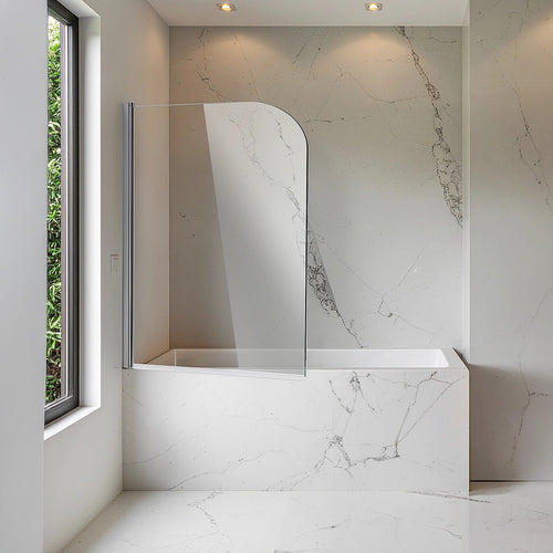 180° CHROME Pivot Door 6mm Safety Glass Bath Shower Screen By Della Francesca - 90 x 140cm