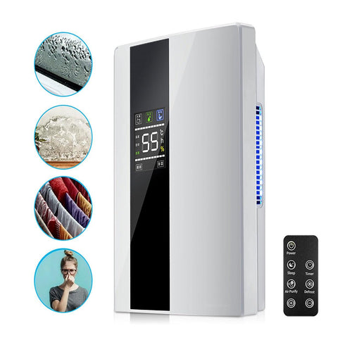 2.2L Dehumidifier Portable Quiet Home Air Dryer for Mould Moisture Damp + Remote
