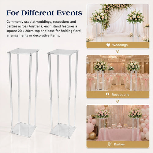 2 Pack 80cm Acrylic Flower Stand Wedding Display Centrepiece