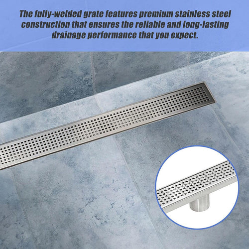 80cm Bathroom Shower Stainless Steel Grate Drain w/ Centre outlet Floor Waste