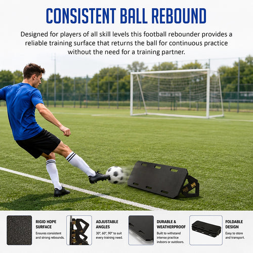 100cm Foldable Soccer Bounce Board Kickback Trainer with Adjustable Rebound Angles