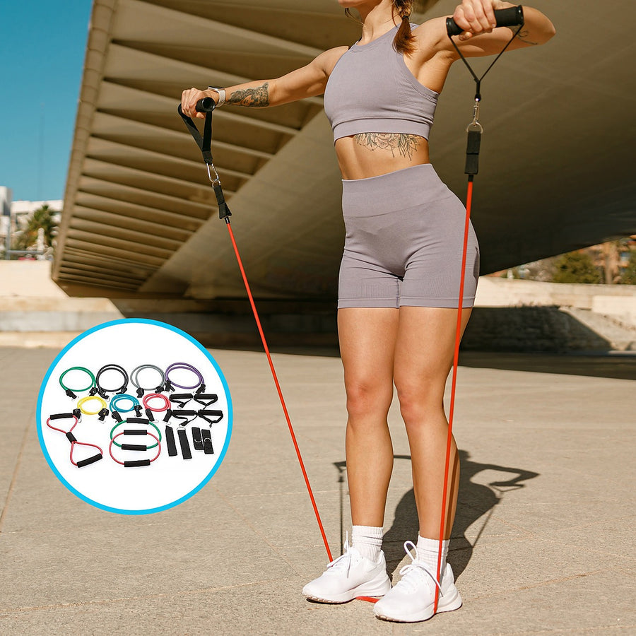 Resistance Band Set with Handles – 19-Piece Home Gym and Yoga Kit