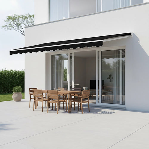 Outdoor Awning Black - 3x2.5m Retractable Sunshade