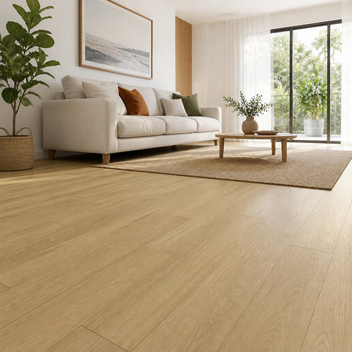 Self Adhesive Vinyl Floor Tiles Peel & Stick Flooring Natural Plain Oak 16 Pack 2.3m²
