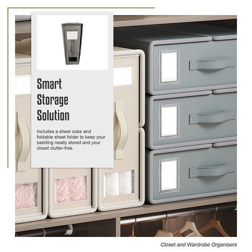 Foldable Fabric Storage Bins 4pc Set with Handles – Space-Saving Organisers for Bedroom & Laundry