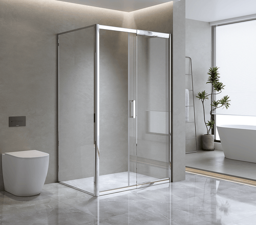 150mm Adjustable (1850x800mm) Single Door Sliding Glass Shower Screen with Shower Handle Style 1 - Chrome