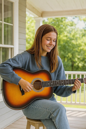 38" Full Size Acoustic Guitar – Wooden Beginner Guitar for Adults & Teens